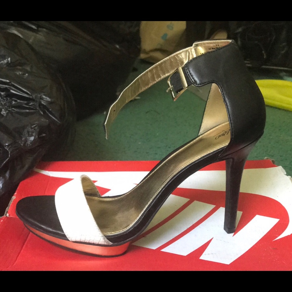 Black and white heels
